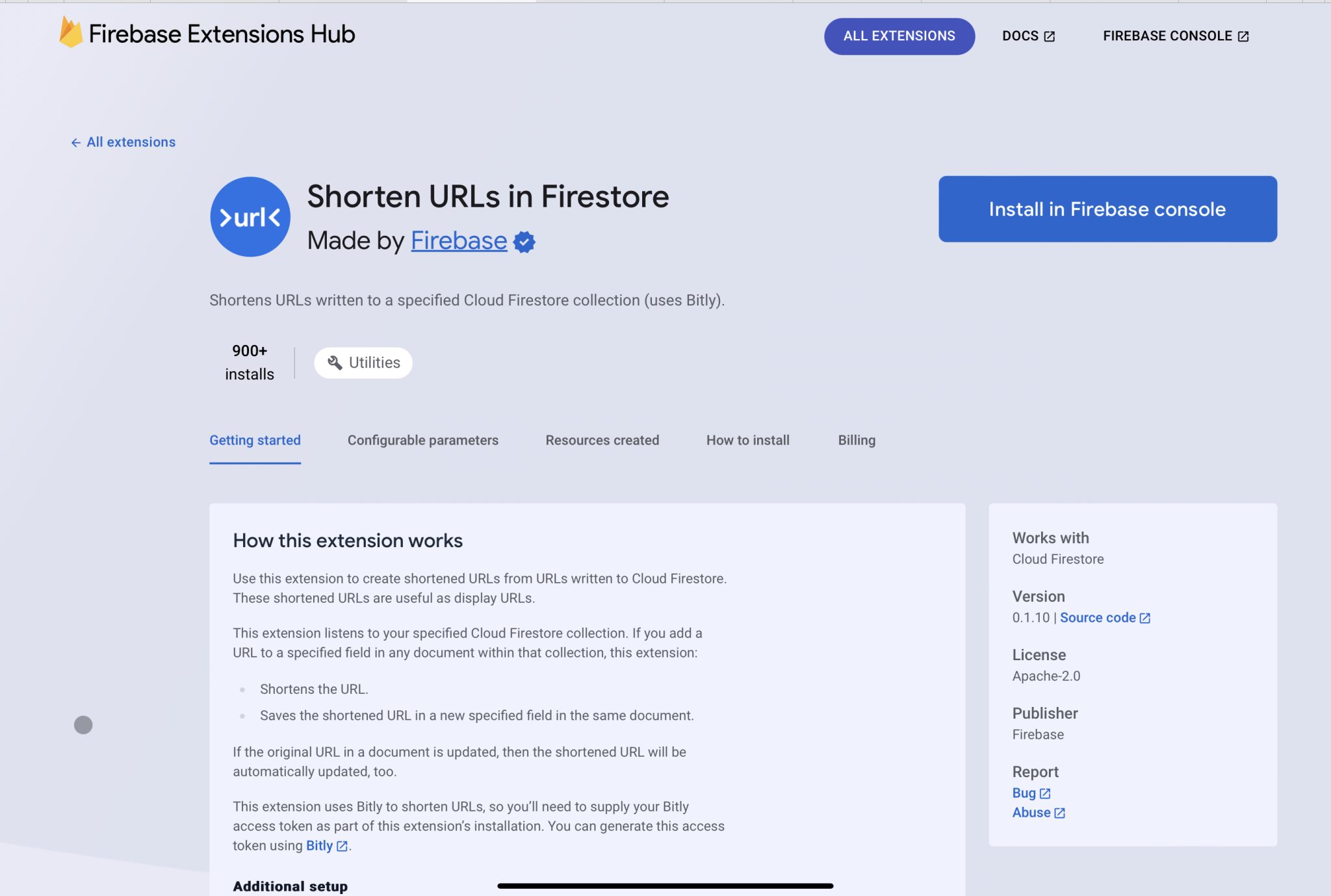 Shorten Firebase URLs homepage