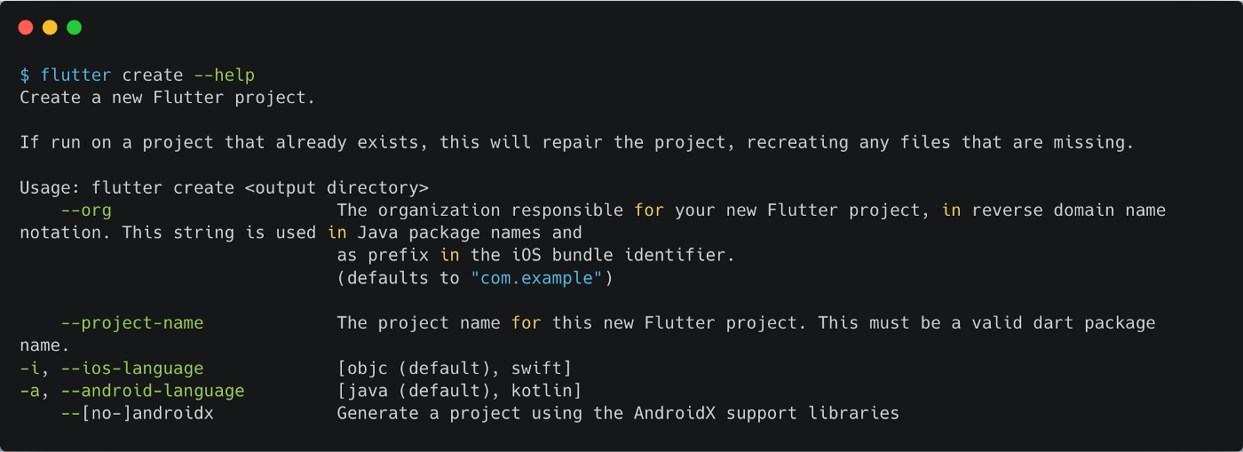 Flutter create help