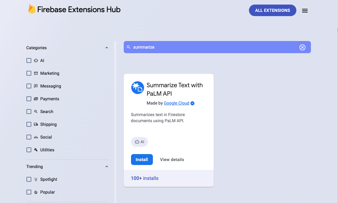 Firebase Extension Hub